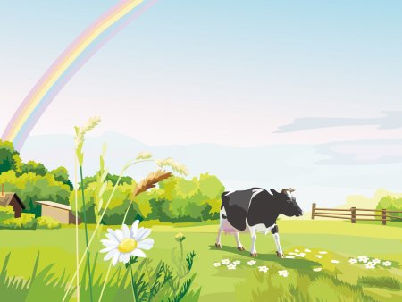 Векторные пейзажи деревни