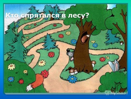 Животные спрятались в лесу