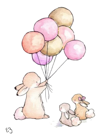 Милый зайчик с шариками