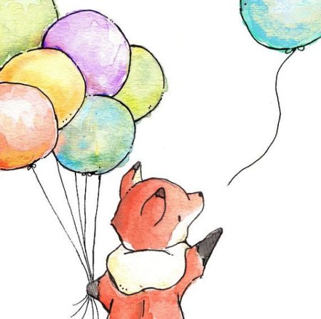 Лиса с воздушными шариками