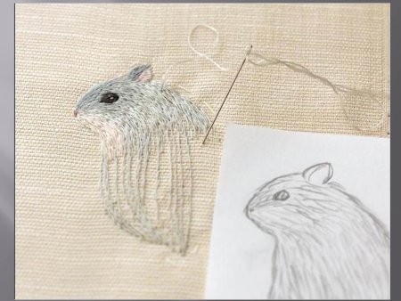 Вышивка гладью мышка