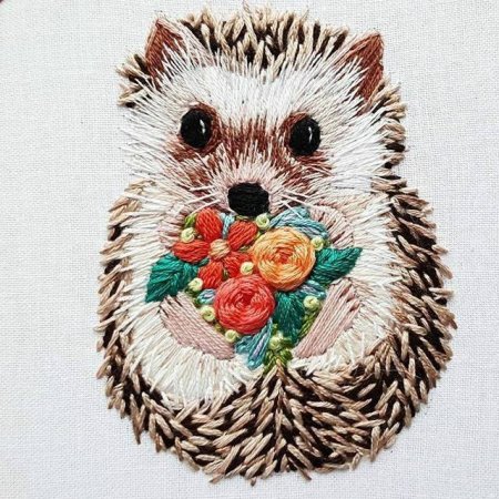 Вышивка гладью Ежик