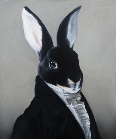 Кролик в костюме картина