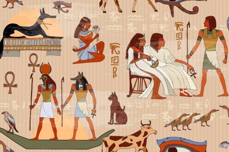 Идеограмма божеств древнего Египта и животных