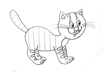 Раскраска кошка с котятами