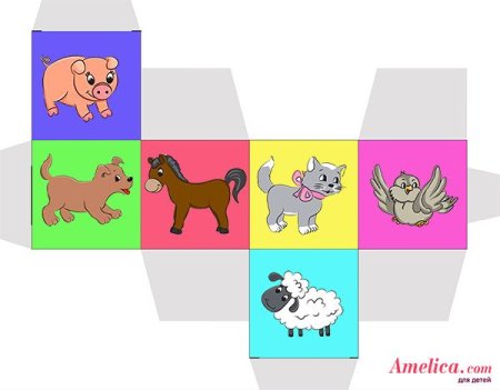 Кубик с изображением животных