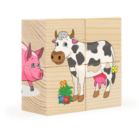 Анданте. RDI-d480a/д480а кубики-пазл 4 Эл. "Домашние животные"