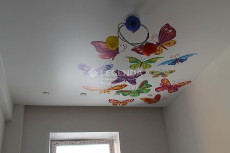 Натяжные потолки с бабочками и птичками
