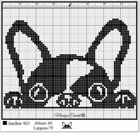 Вышивка крестом французский бульдог схема