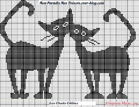 Монохромная вышивка крестом кошки