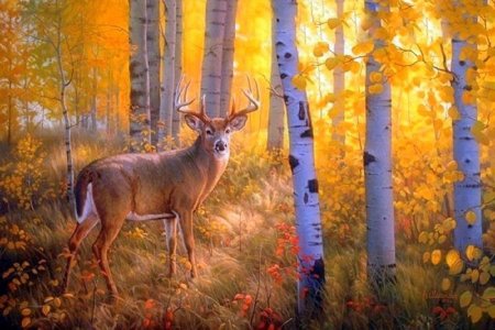 Осенний пейзаж с оленем