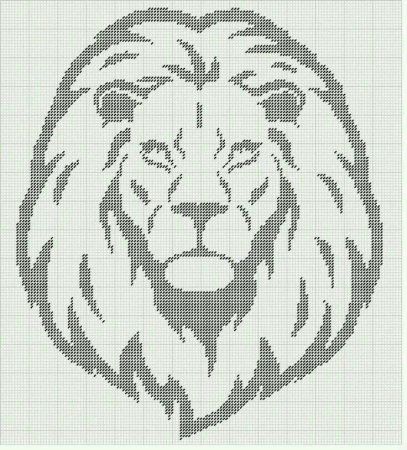 Монохромная вышивка Лев