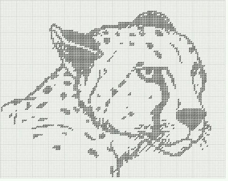 Монохромная вышивка животные