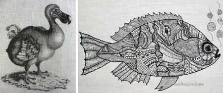 Блэкворк вышивка рыбы