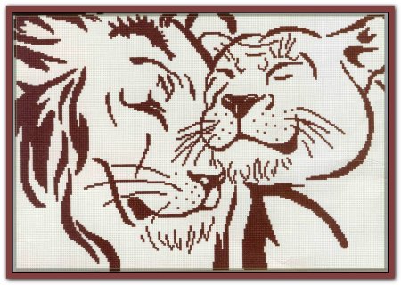 Вышивка крестом Лев и львица схема
