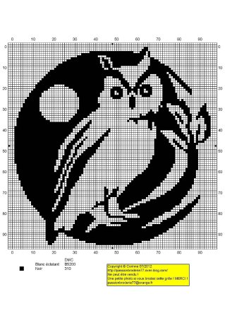Монохромная вышивка крестом Сова