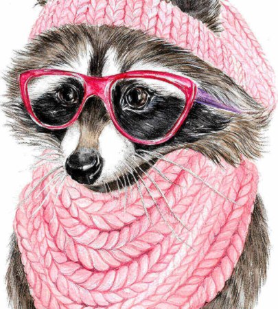 Алмазная мозаика енот в очках