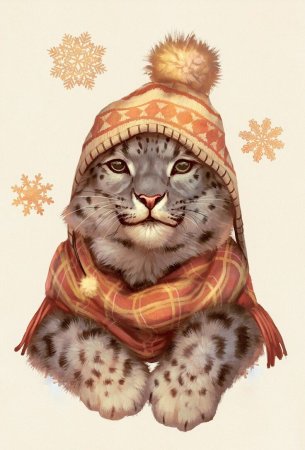 Кот в шапке арт