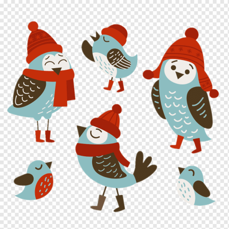 Птички в зимних шапочках