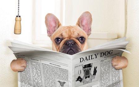 Собака с газетой