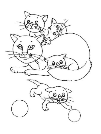Кошка раскраска для детей