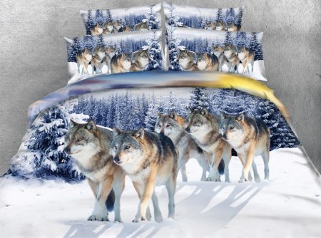 Постельное белье 3д снежные волки