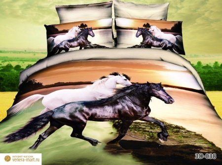 Постельное белье сатин евро 3d