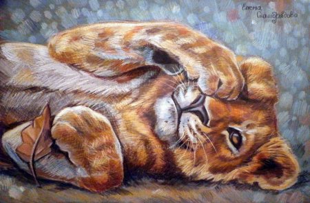 Львенок пастелью