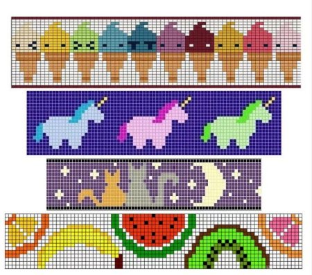 Схемы фенечек прямым плетением