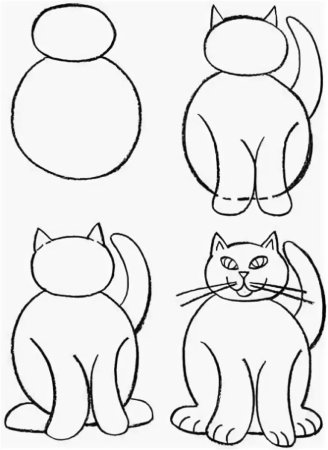 Схема рисования кошки для детей старшей группы