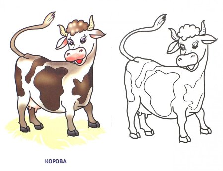 Корова раскраска для детей