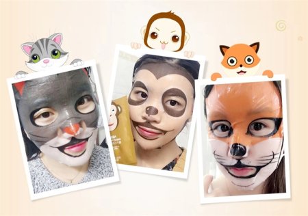 Тканевые маски для лица в виде животных