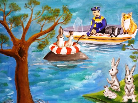 Спасение на воде рисунки детей