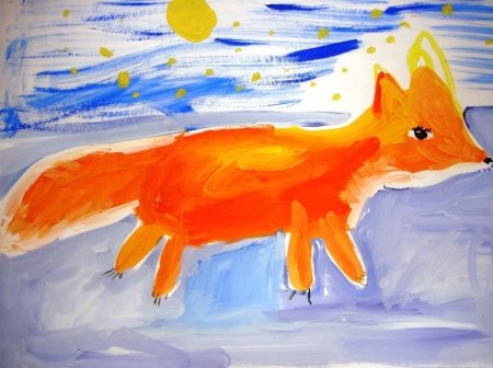 Лиса красками