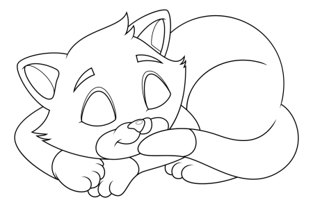 Раскраска спящий котенок