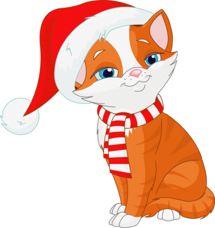 Новогодний кот мультяшный