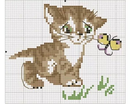 Маленькая вышивка кошки