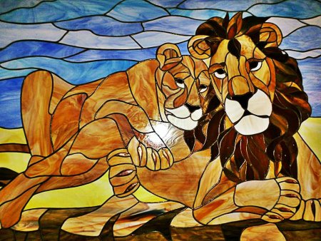 Кинусайга Лев витраж