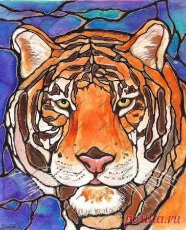 Тигр витраж Тиффани