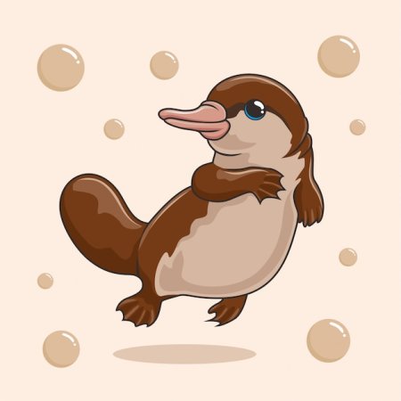 Утконос для детей на прозрачном фоне