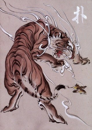 Японская гравюра тигр