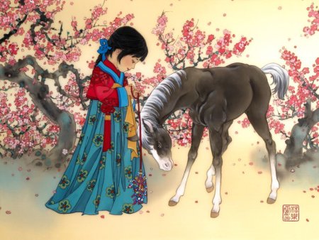 Лошадь китайская живопись
