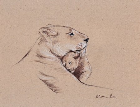 Тату львица и Львенок для девушек