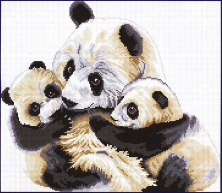 Вышивка крестом Панда с детенышем схема