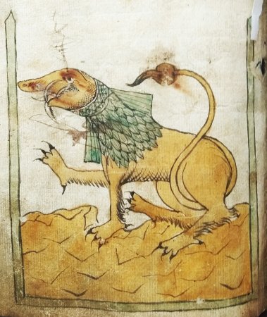 Крокодил Средневековая миниатюра Бестиарий