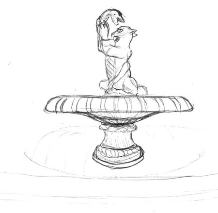 Фонтан карандашом