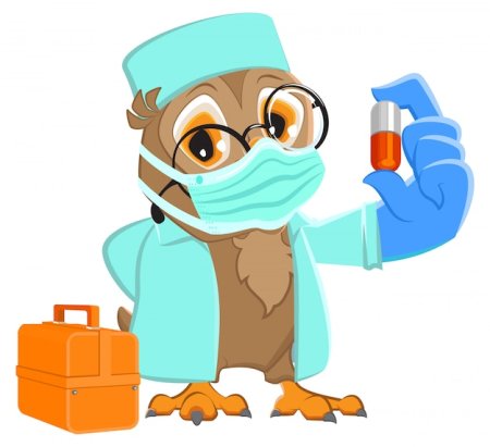 Сова в маске медицинской