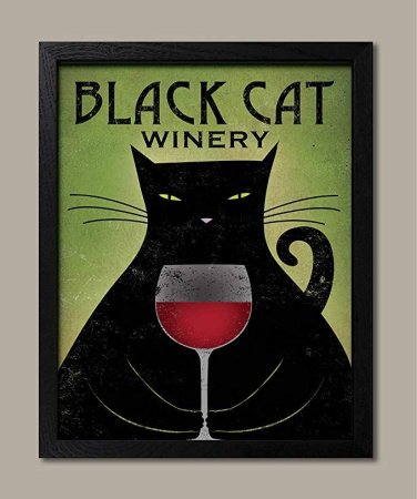 Картина черная кошка и вино