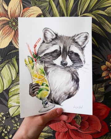 Енотик акварель