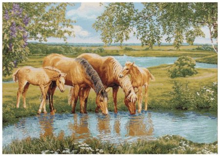 Лошади на водопое